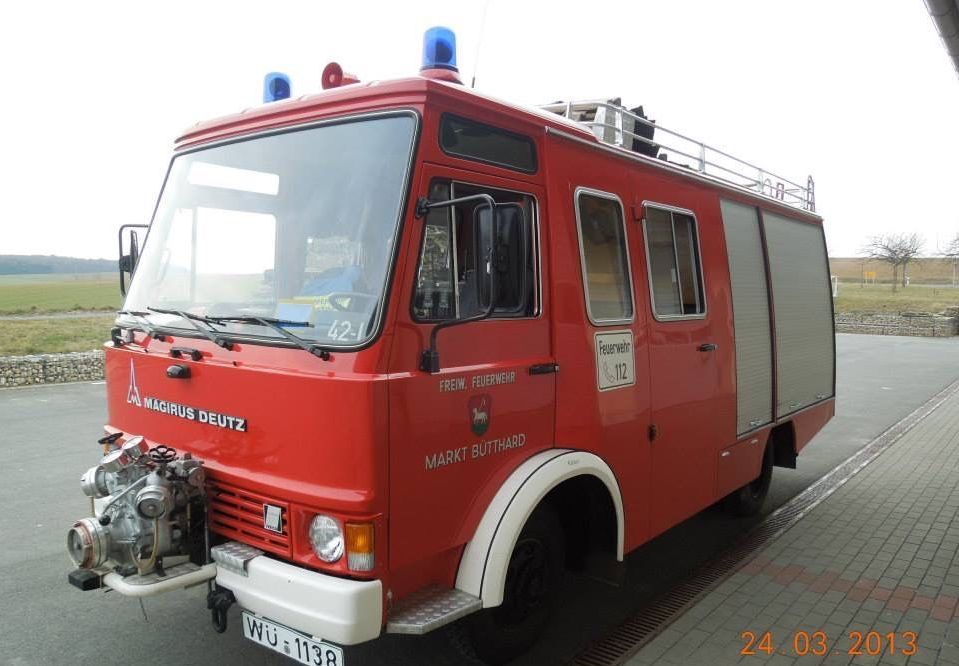 Das Feuerwehrauto LF 8 der Freiwilligen Feuerwehr Bütthard