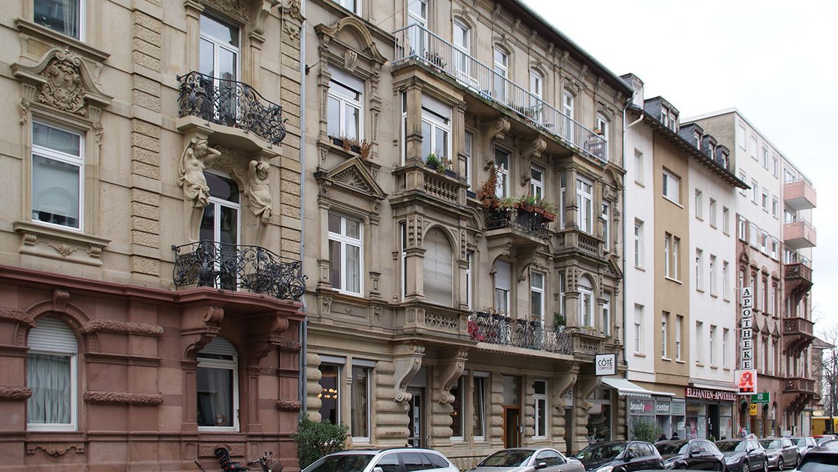 Wohnort von Adelheid, Bertha und Robert von 1900 bis 1903. Das Haus in der Mannheimer Lameystraße, wo Adelheid Herz mit ihrer Tochter Bertha wohnte, der späteren Schauspielerin Sybil Morel.