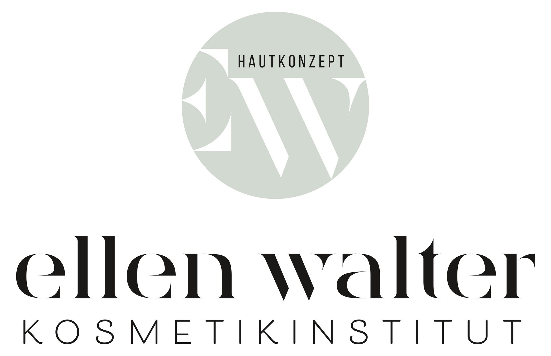 Logo Ellen Walter Kosmetikinstitut Hautkonzept grauer Kreis mit Initialien E W
