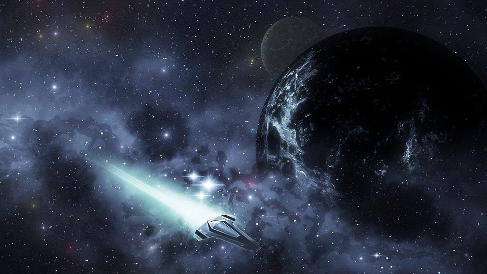 Raumschiff und Planet