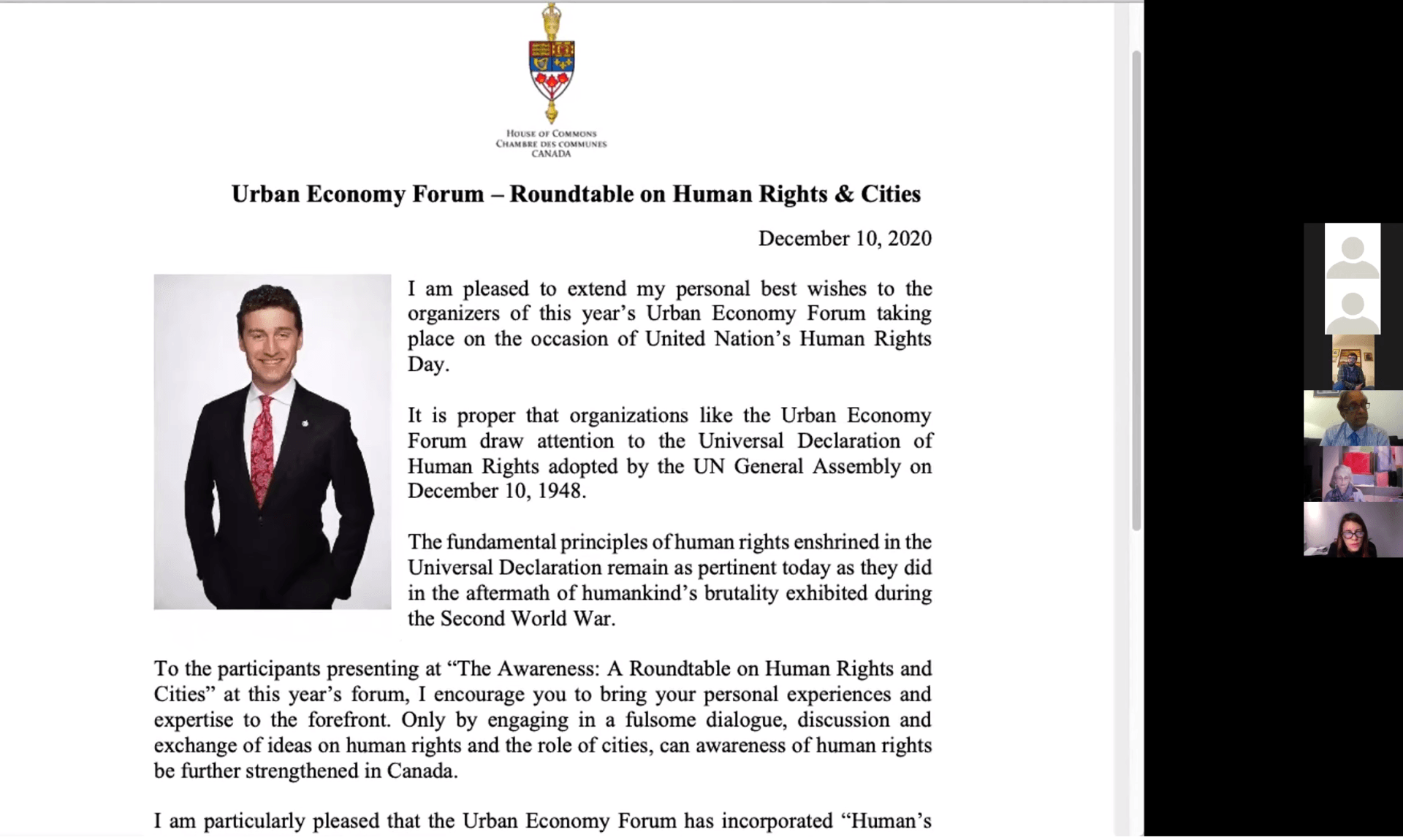 A message from Yvan Baker, Canadian Member of Parliament