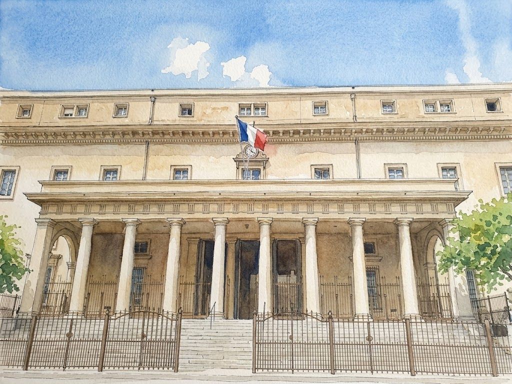 Vente immobilière sous tutelle non conforme : quels risques de faute de gestion pour le tuteur et le CGP ? Décryptage d'une jurisprudence récente. Façade du Palais de justice de la Cour d'appel d'Aix-en-Provence, illustration pour l'analyse d'une faute de gestion du tuteur.