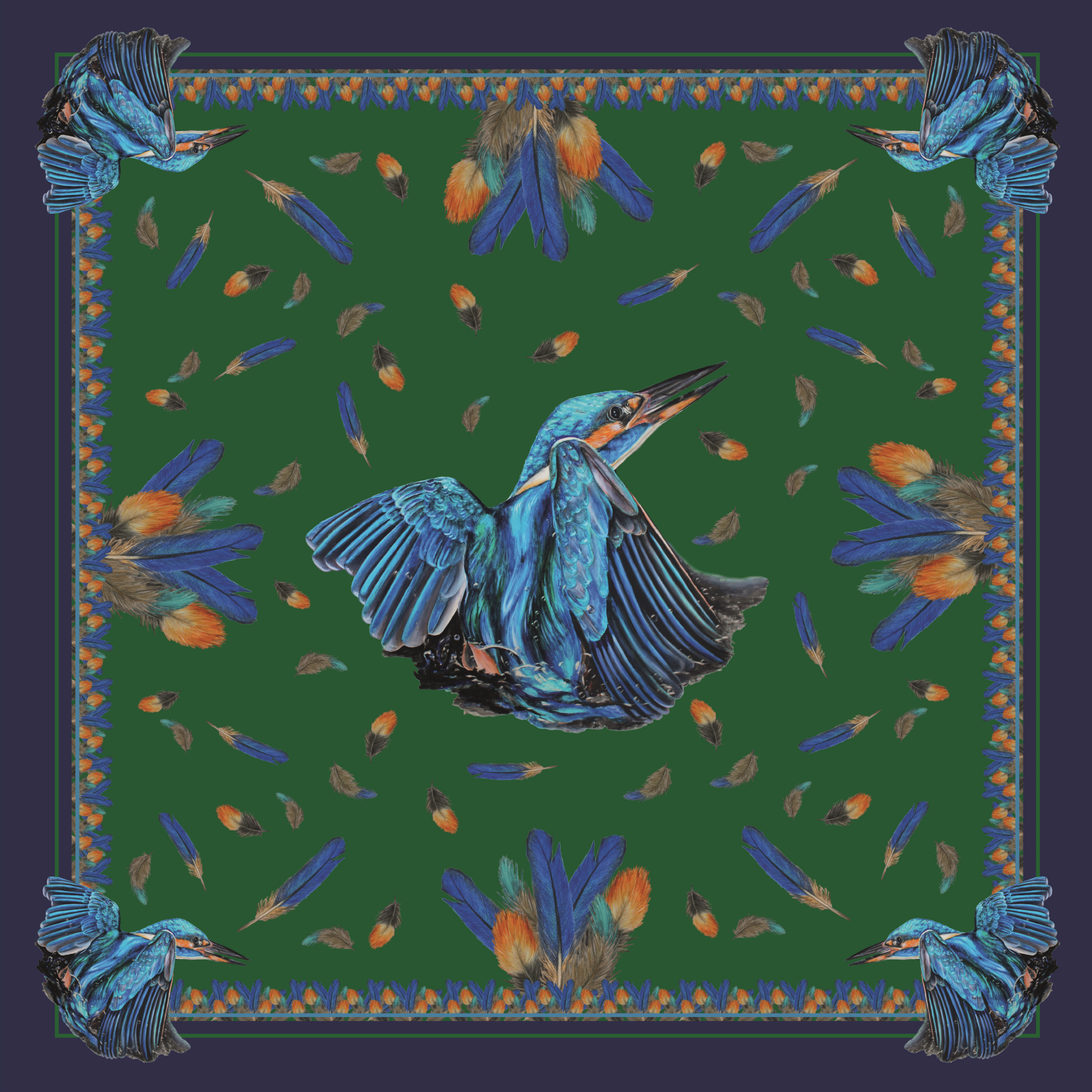 scarf seide Eisvogel Tuch