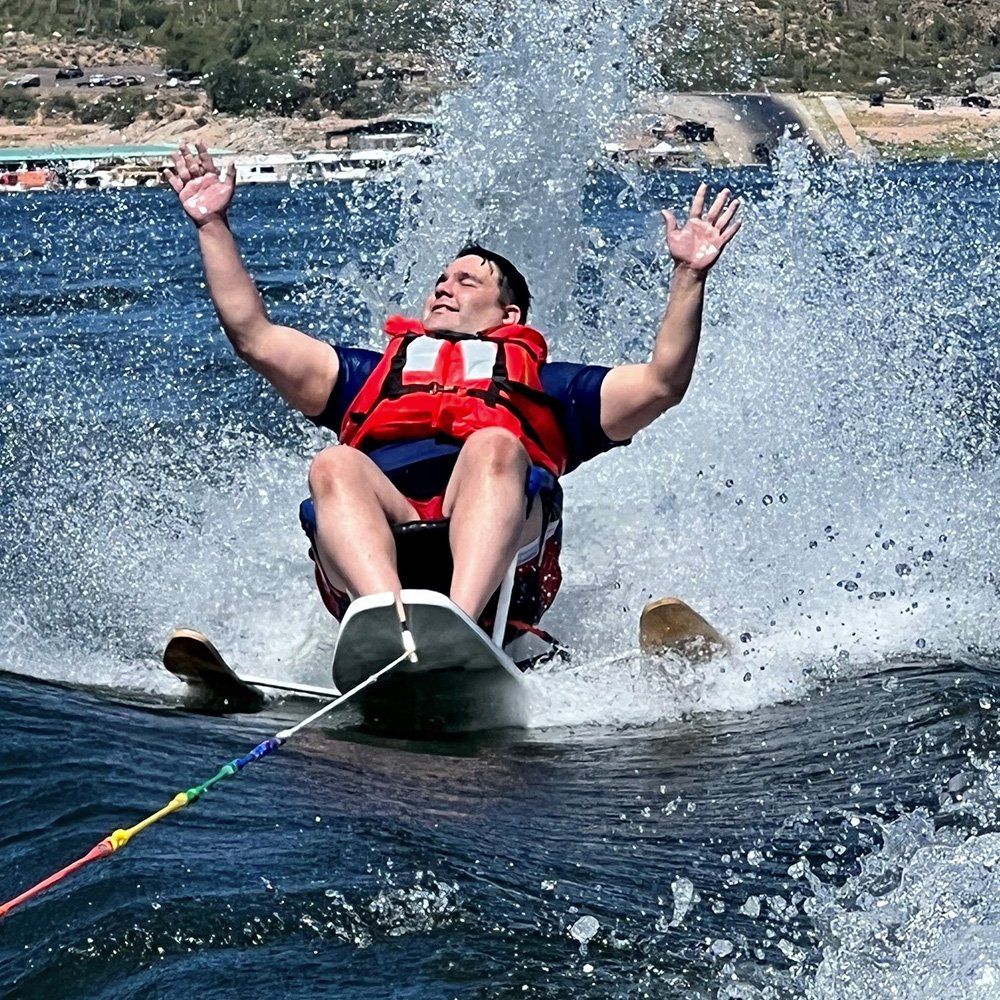 blind man water skiing