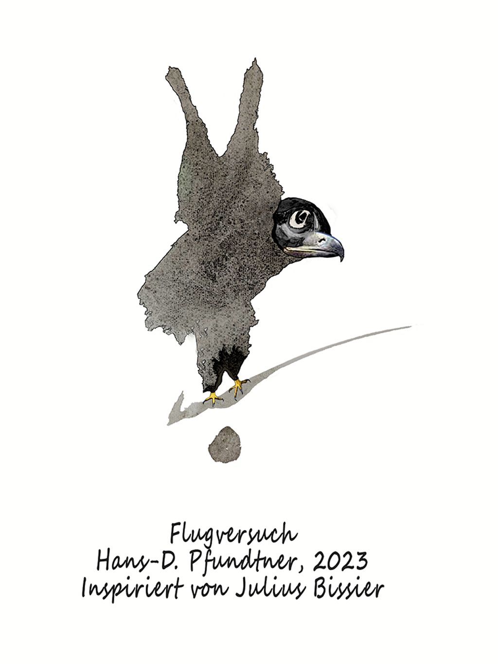 Ungegenständlicher Fleck aus einem Bissier-Werk figurativ verwandelt