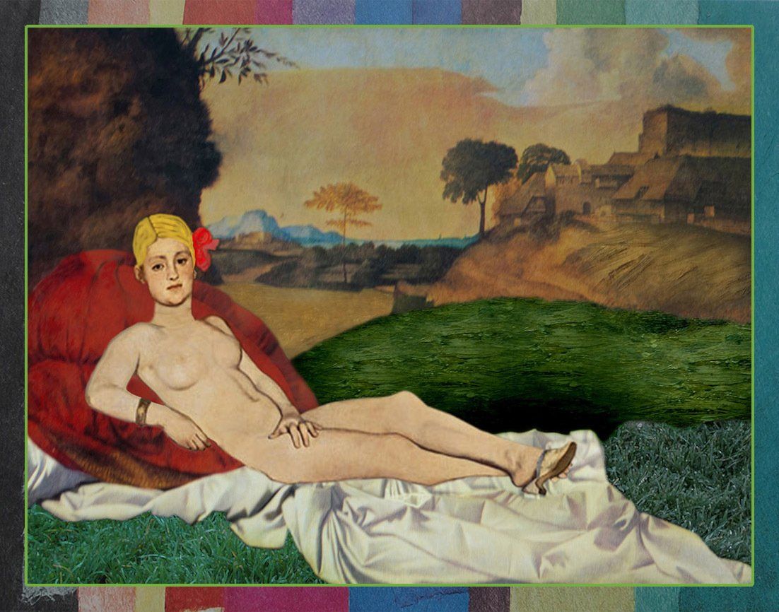 Manets Olympia hat es sich auf der Liegestatt von Giorgiones schlummernder Venus bequem gemacht