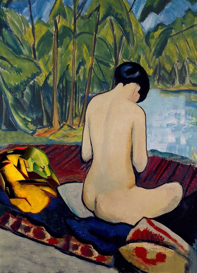 Macke und Marc waren Freunde - dieses Bild sieht nach einer gemeinsamen Arbeit aus, die nie stattgefunden hat.