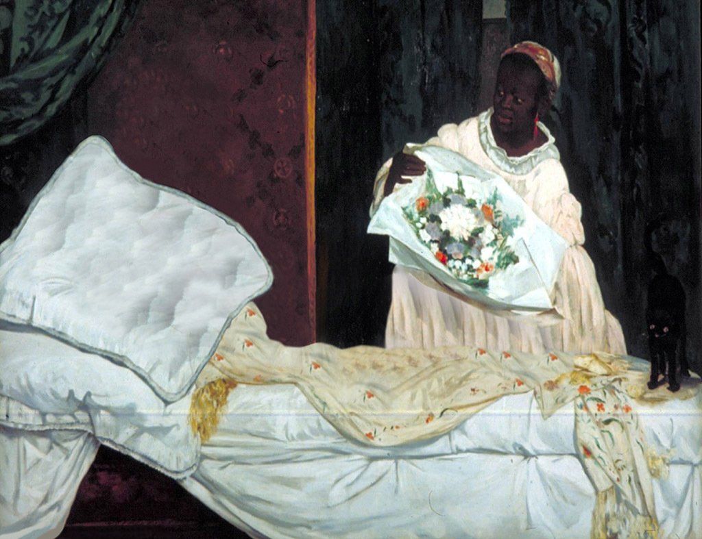 Olympias Bedienstete ratlos vor dem leeren Bett ihrer Herrin