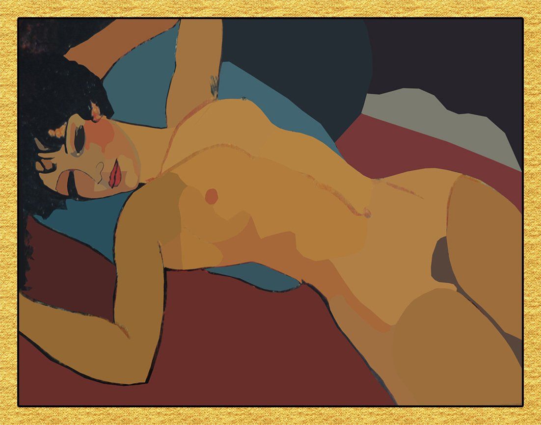 Reduzierte Darstellung eines liegenden Aktes von Modigliani
