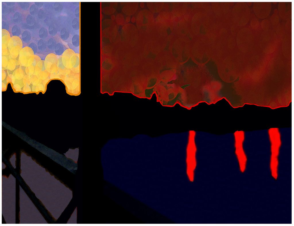 Blick von der Konstanzer Fahrradbrücke Das Umfeld der Konstanzer Fahrradbrücke in stilisierter Form