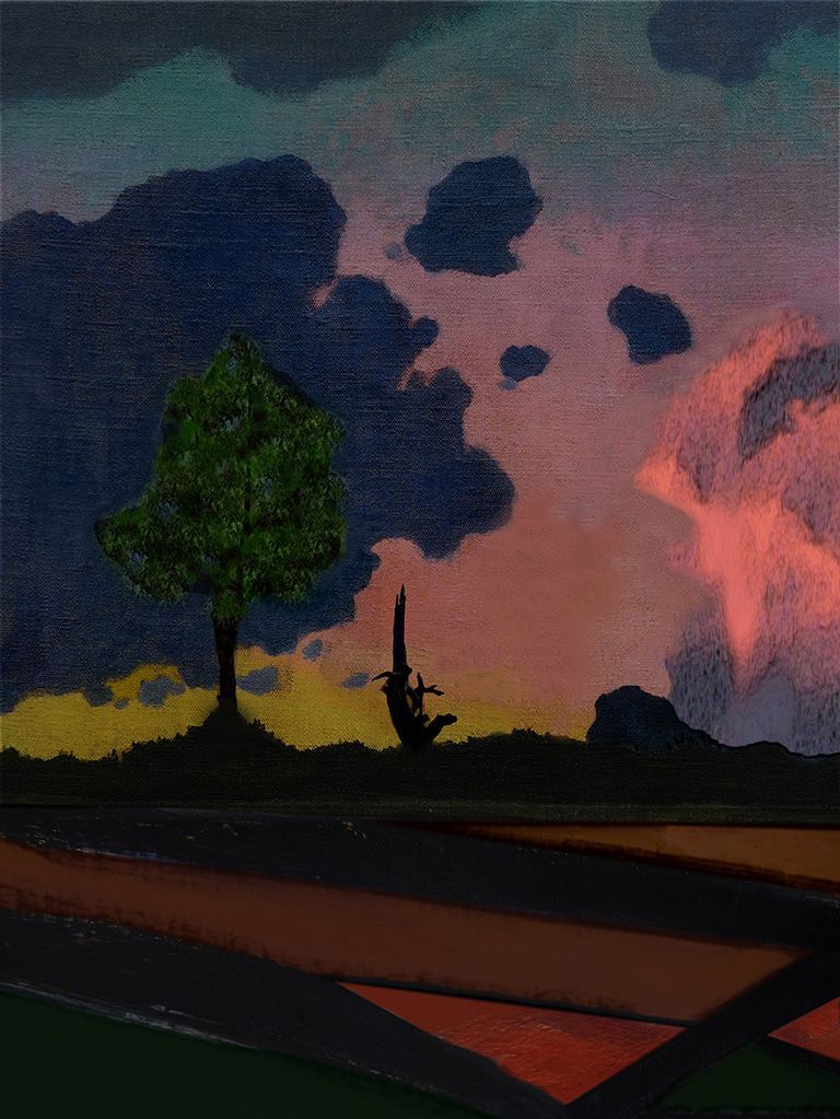 Nachempfundene Vallotton-Landschaft im Licht der Abenddämmerung