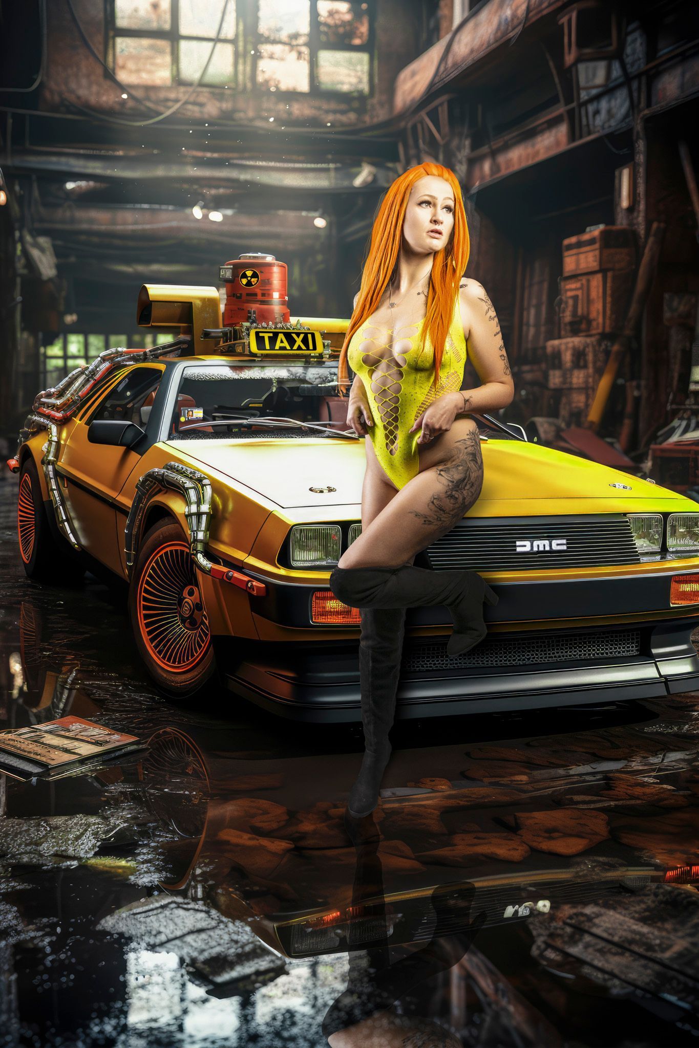 Kreative Körperlandschaften, künstlerische Fotografie von Jan Grube im modernen Cyberpunk und dem fünften Element Film Stil Cosplay Shooting in Hamburg