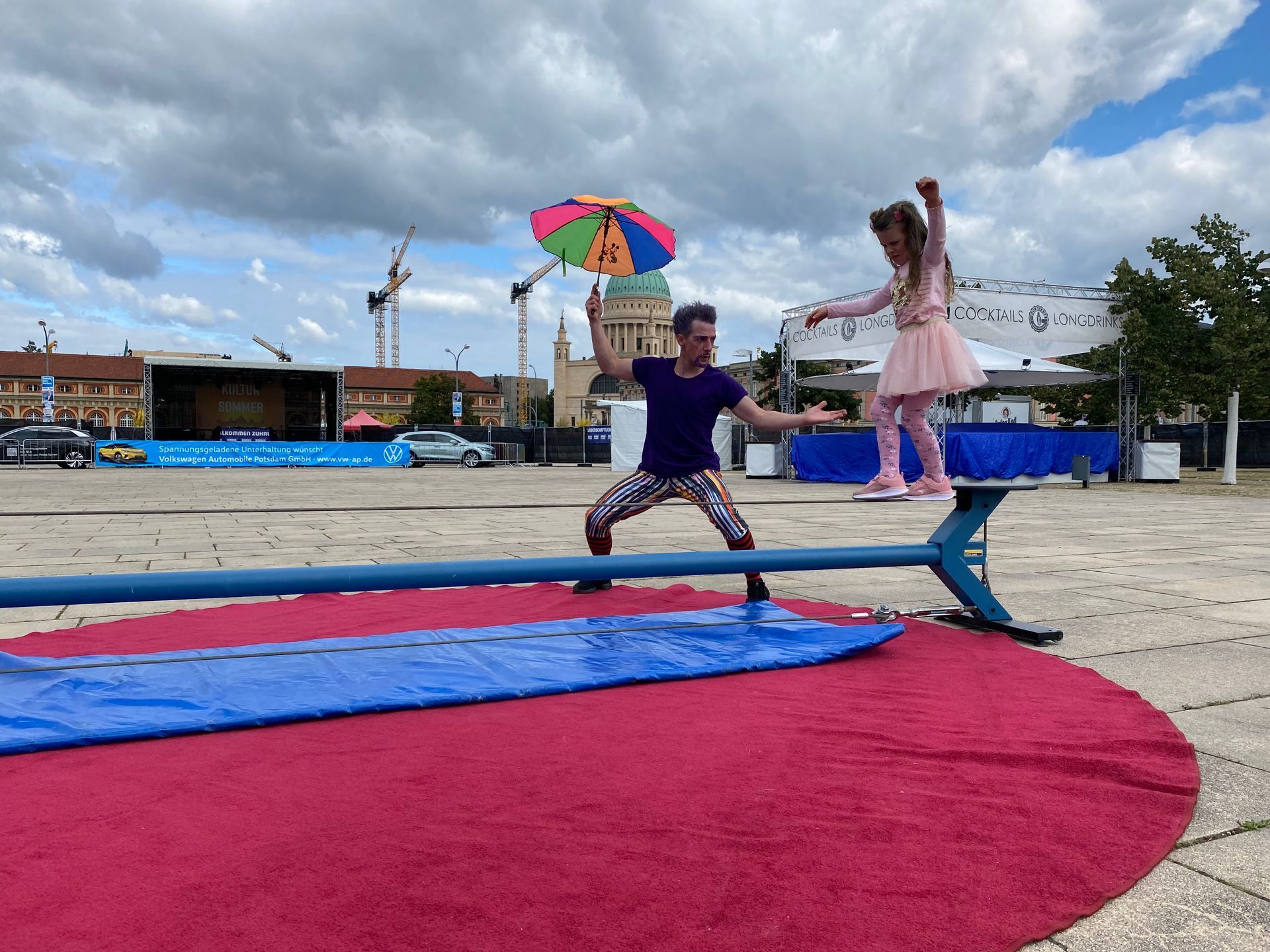 Zirkus Events -Stand Drahtseil zum ausprobieren