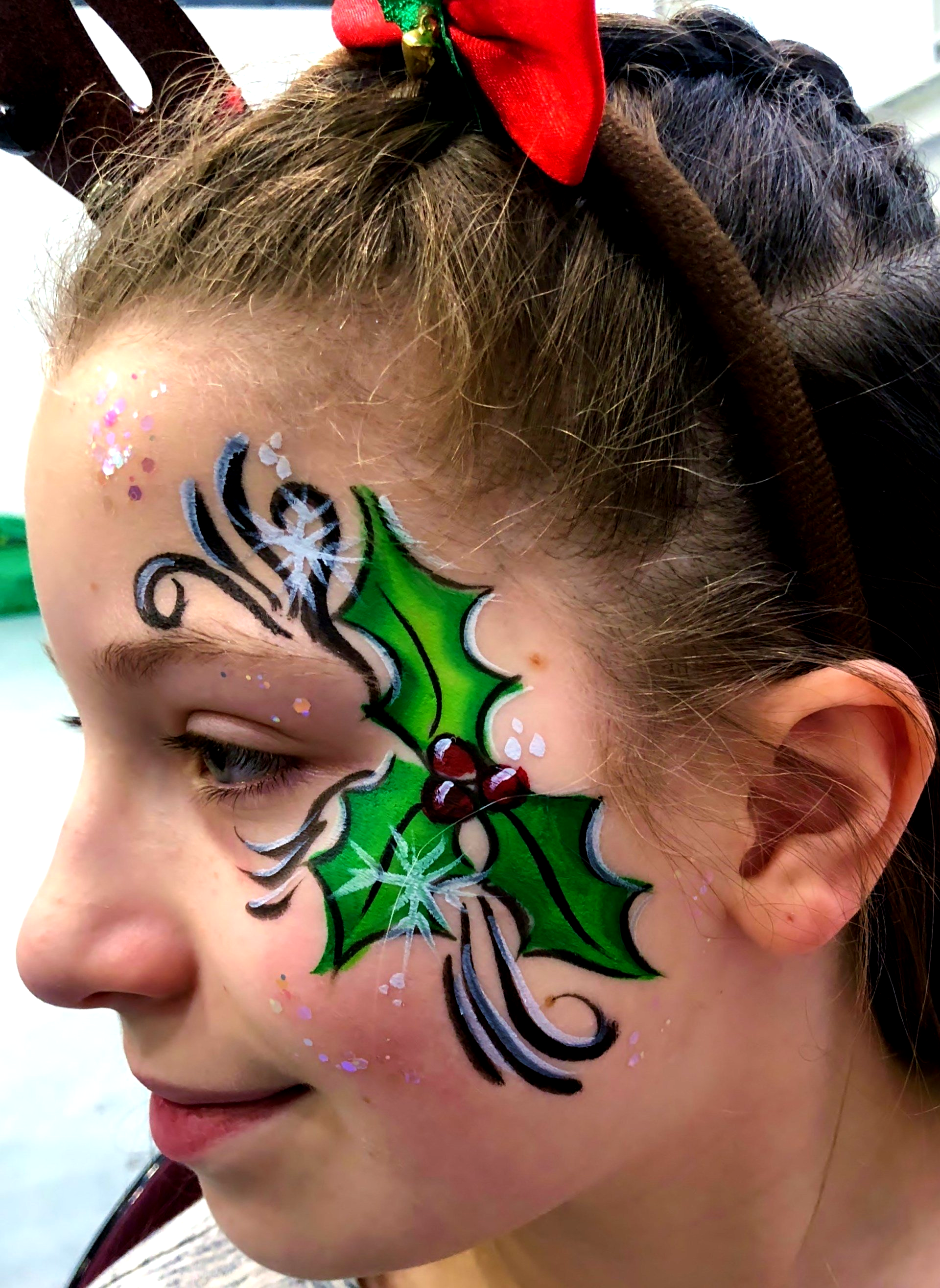 Christmas Holly Face Painting
