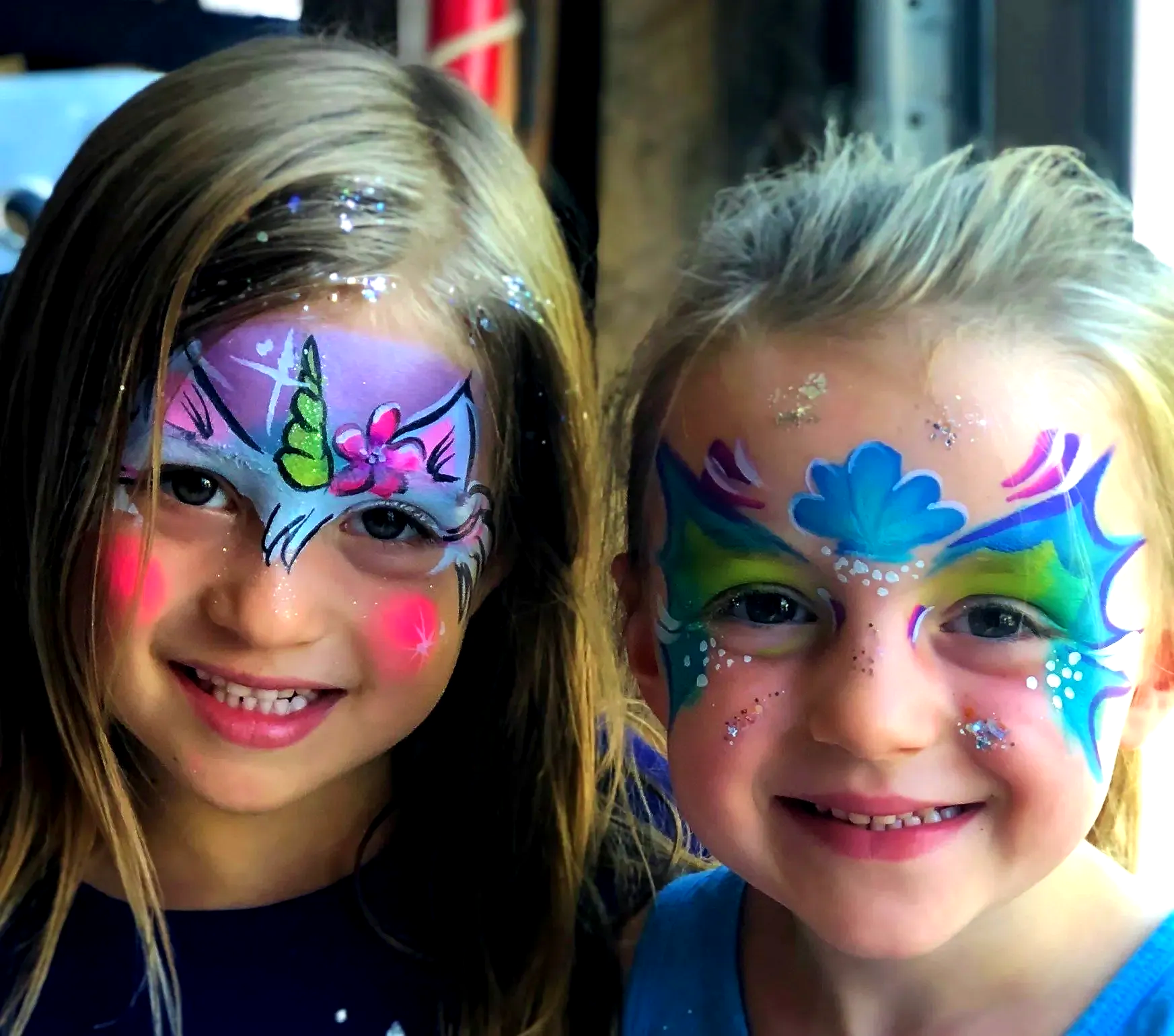 Face Painting in Springfield & Hartford, MA | Dazzle Day Face Painters Professional face painter creating colorful design at Springfield MA kids party — DazzleDay Face Painters