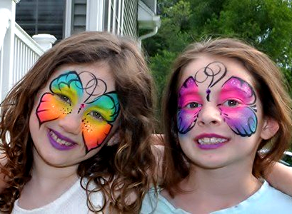Butterfly face painting at fundraiser