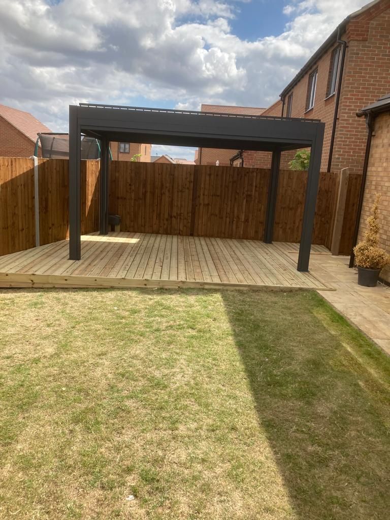 wooden decking and pergola