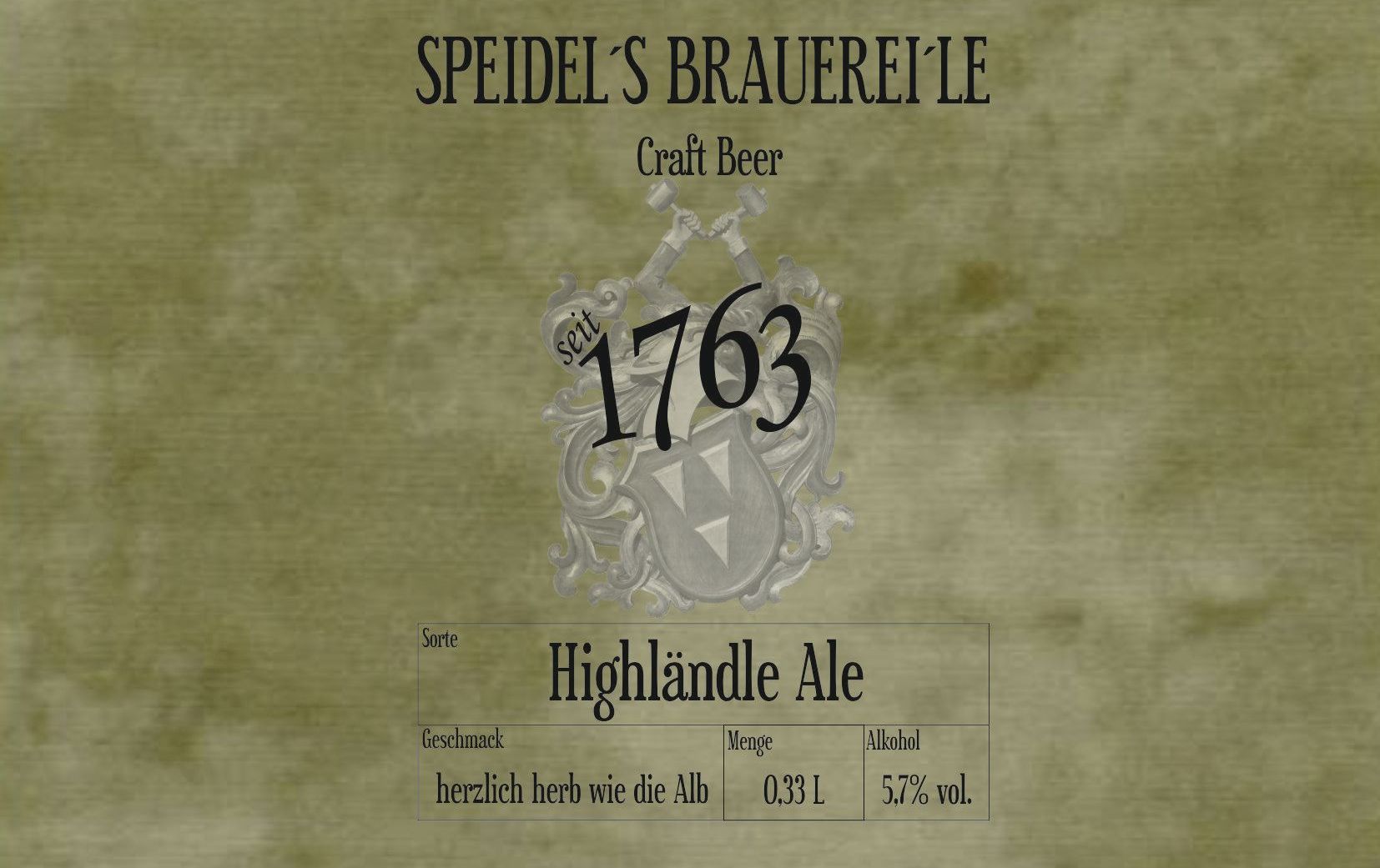 Speidels Brauerei |Highländle Ale | IPA | India Pale Ale | kaltgehoptes Ale