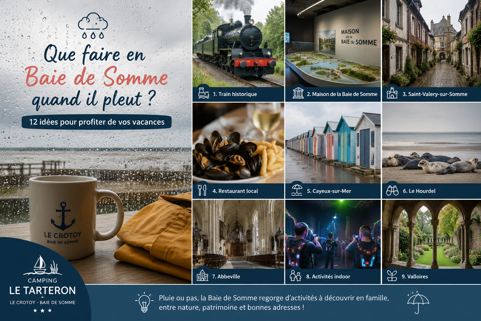 montage d'illustration activité en baie de somme lorsqu'il pleut