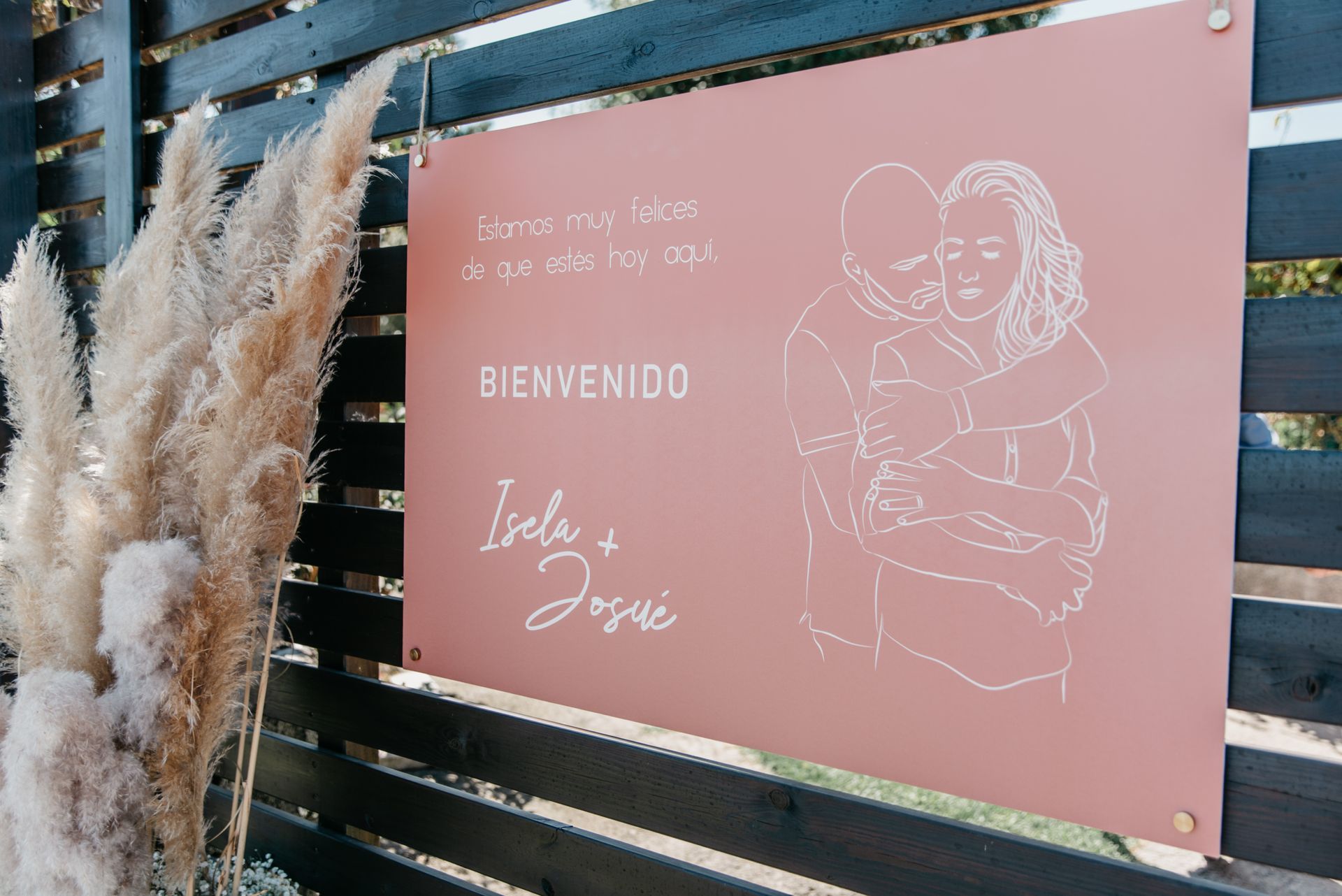 I Do Bodas Cartel Bienvenida ilustración personalizada terracota bohemio