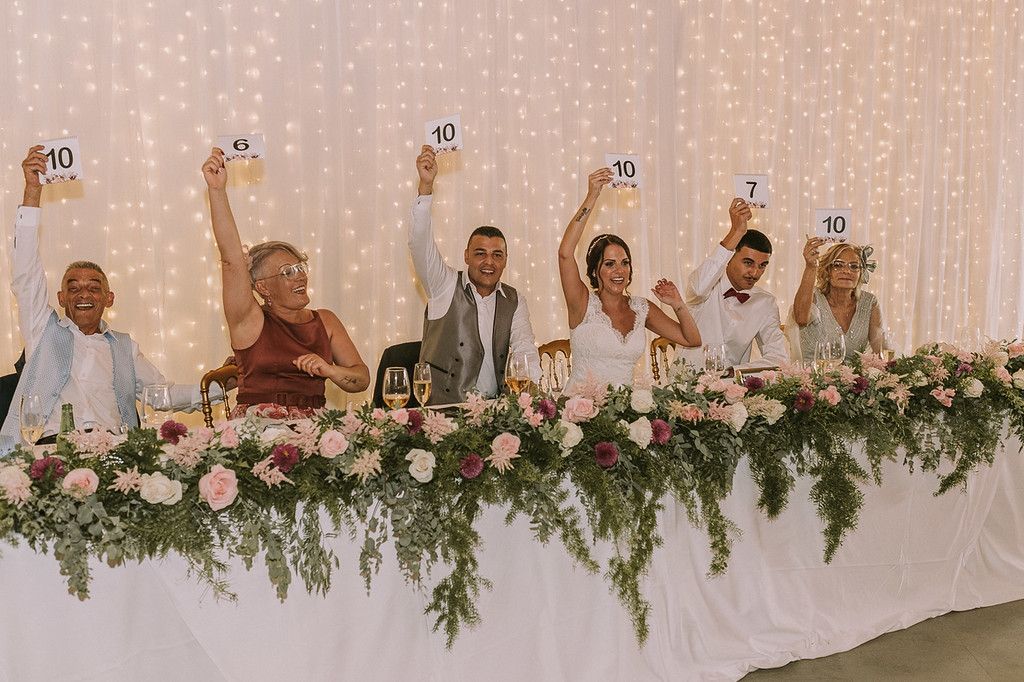 I Do Bodas Juego de las canciones con puntuación del jurado mesa nupcial