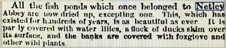 The Fish Ponds which once belonged to the Abbey