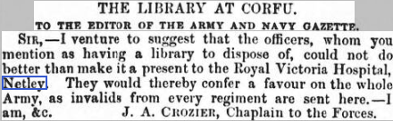 Army + Navy Gazette 1863 Netley Hospital Library