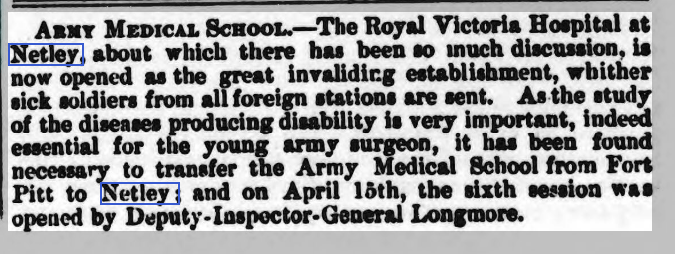 Dublin Medical Press 06/05/1863 Army Medical School, Netley