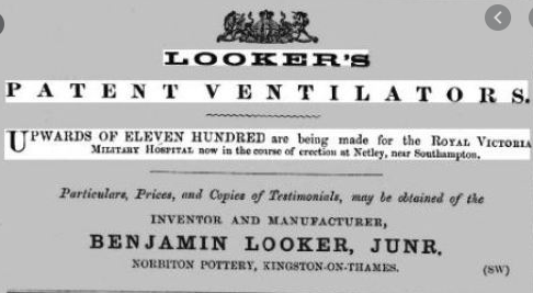 Advert for Ventilation system at Netley Hospital 1863