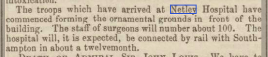 Reading Mercury 04/04/1863 Netley Military Hospital
