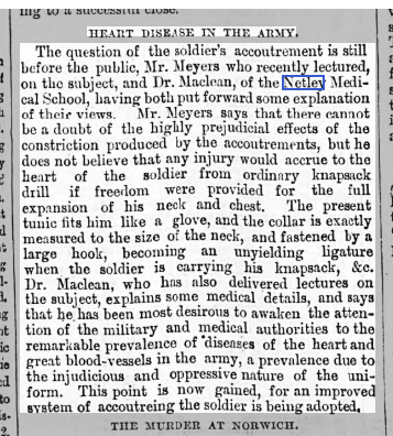 Heart Disease +  Army Uniform 1869, Dr Maclean, Netley