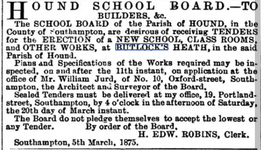 New school at Butlocks Heath 1875
