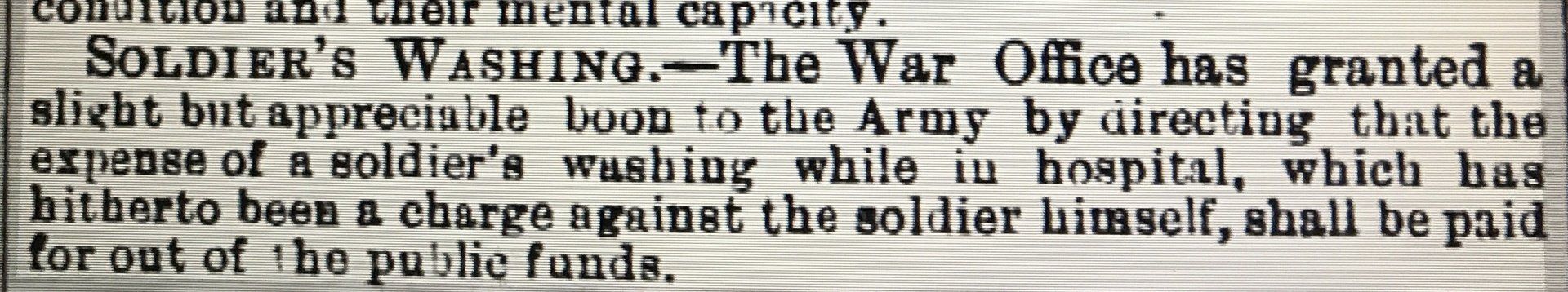 Hampshire Advertiser 15/04/1876 Soldiers' Washing