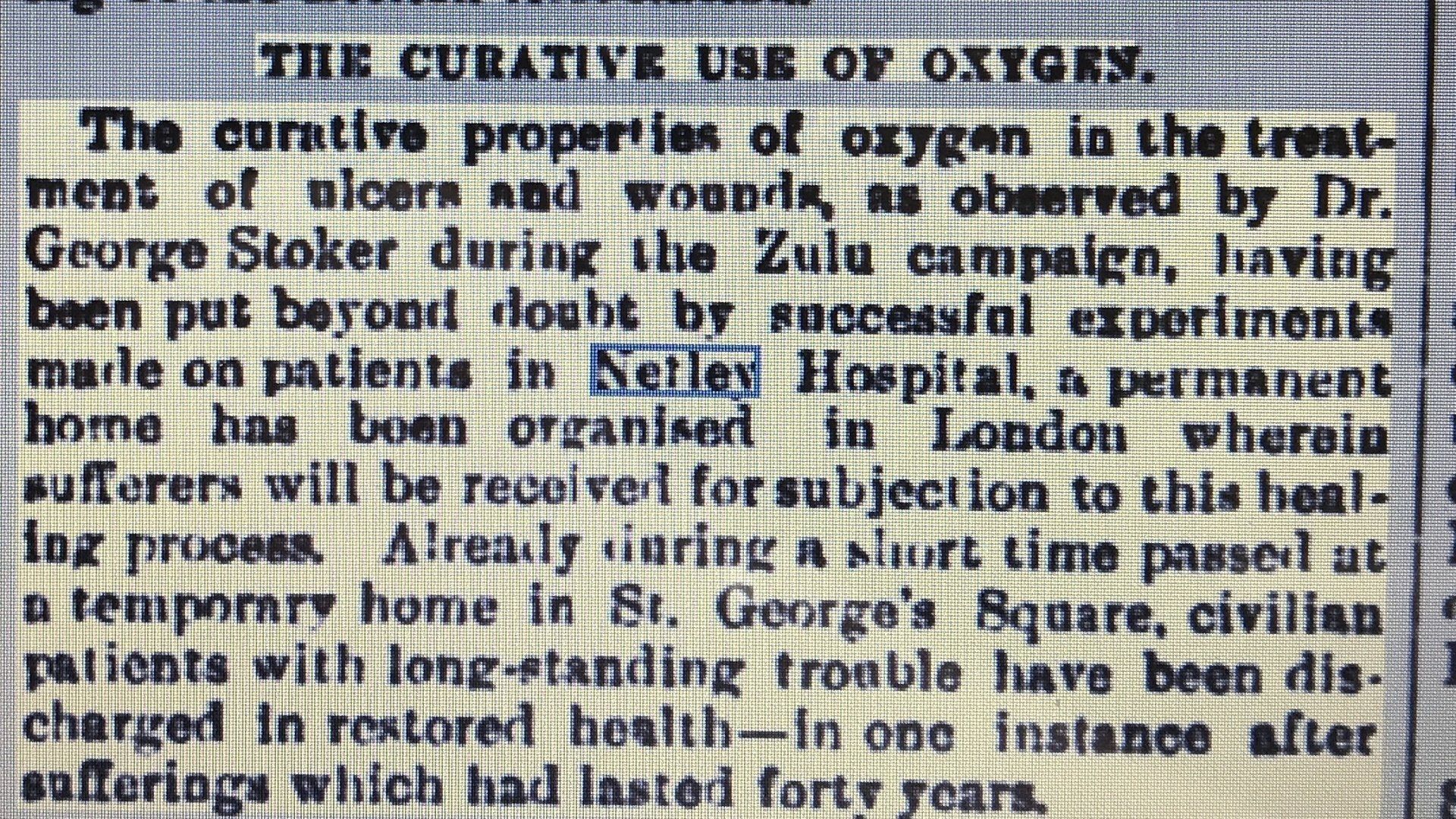 You read it here first! Experiments on Patients at Netley Hospital 1897