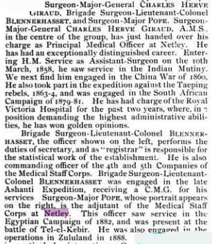 Medical Officers Giraud, Blennerhasset and Pope at Netley Hoospital 1897