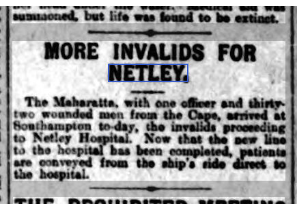 Liverpool Echo 28/04/1900 Netley Hospital Railway Line