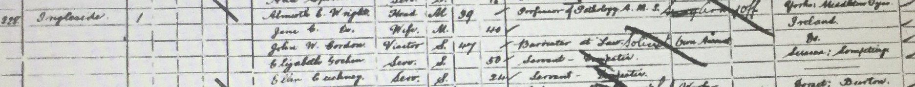 Downloaded from Ancestry.co.uk 1901 Census for Wright Family at Ingleside Netley Abbey