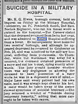 Chelmsford Chronicle 26/02/1904 Netley Hospital pre-1914
