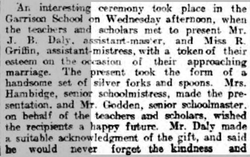 Hampshire Advertiser 15/12/1906 Romance at Netley