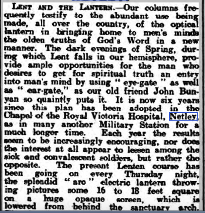 Hampshire Chronicle 03/04/1909 Netley Hospital Tradition at Lent