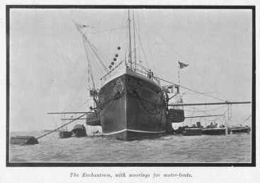 The Enchantress and anchored yachts Enchantress at Netley Abbey