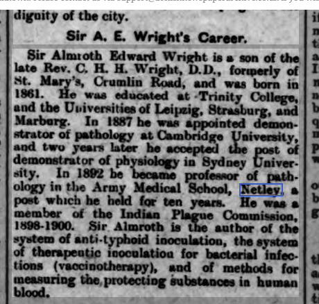 Professor Almroth Wright at Netley Hospital