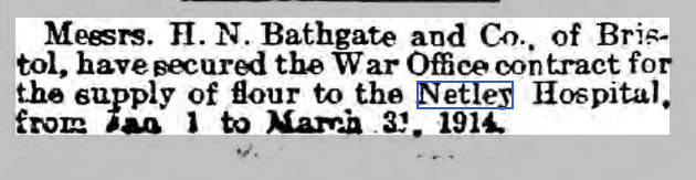 Chelmsford Chronicle 12/12/1913 Flour Contact for Netley Hospital
