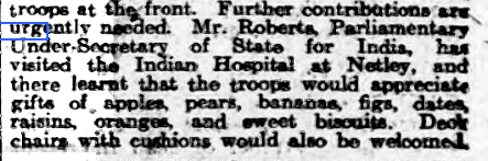 Liverpool Daily Post 06/11/1914 Appeal on behalf of Indian Wounded at Netley