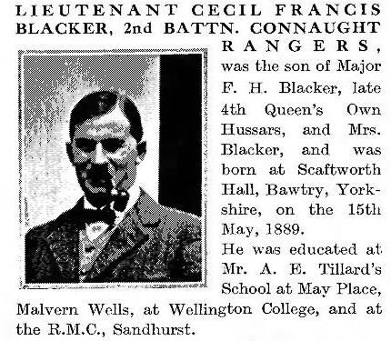 Lt Cecil Blacker at Netley Hospital September 1914