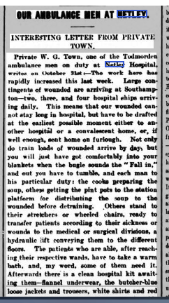 Todmorden Advertiser + Hebden Bridge Newsletter 06/11/1914 Todmorden Ambulance Men still at Netley Hospital