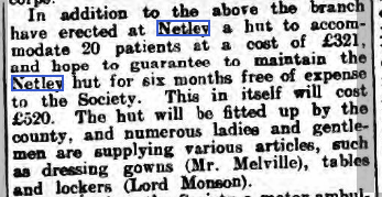Boston Guardian 17/10/1914 Red Cross Society donate another Hut at Netley