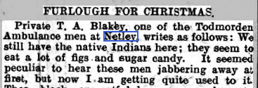 Todmorden + District News 18/12/1914 Christmas-time at Netley Hospital