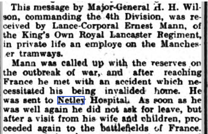 Lance-Corporal Mann at Netley Hospital