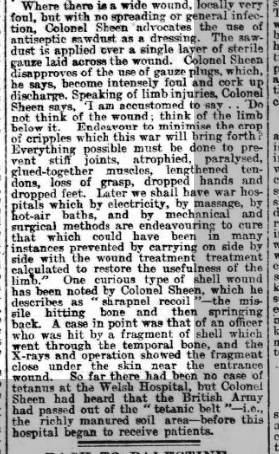 Western Mail 09/01/1915 Dr Sheen, Welsh Hospital, Netley